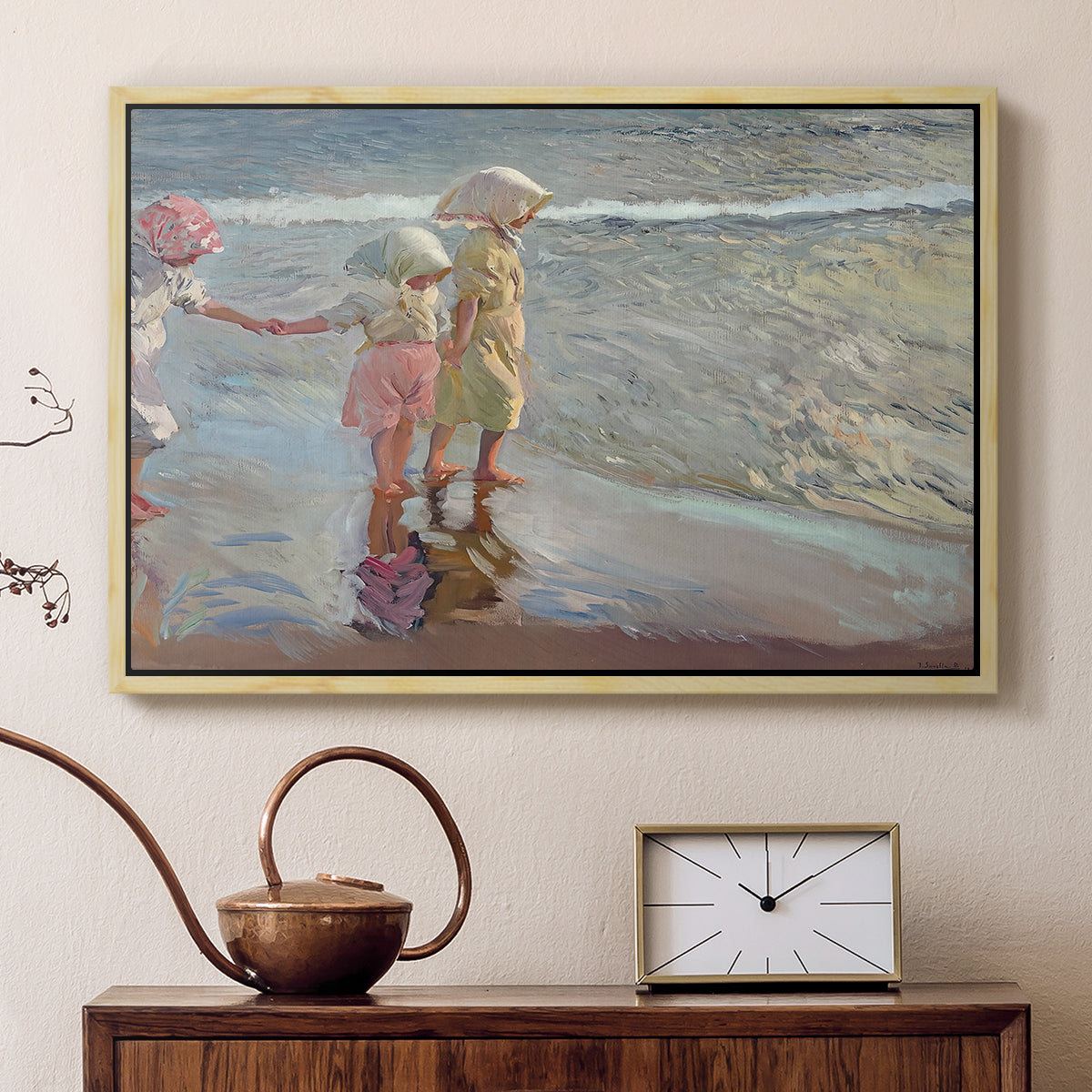 The Three Sisters on the Beach, 1908 - Floater Framed Canvas Print