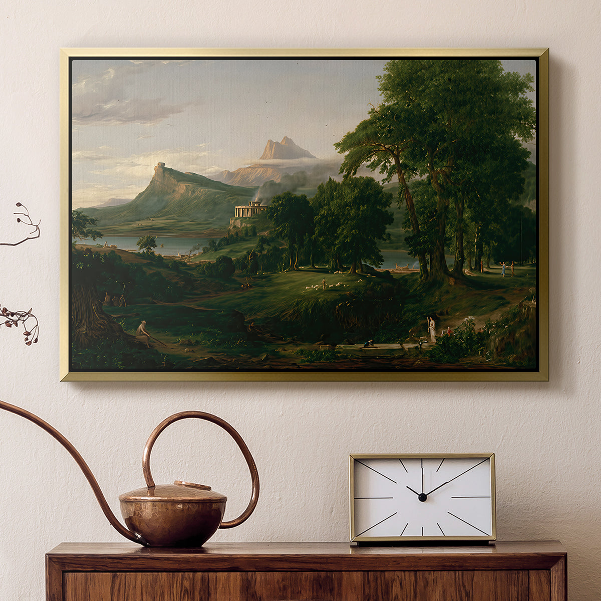 The Course of Empire: The Arcadian or Pastoral State, 1834 - Floater Framed Canvas Print