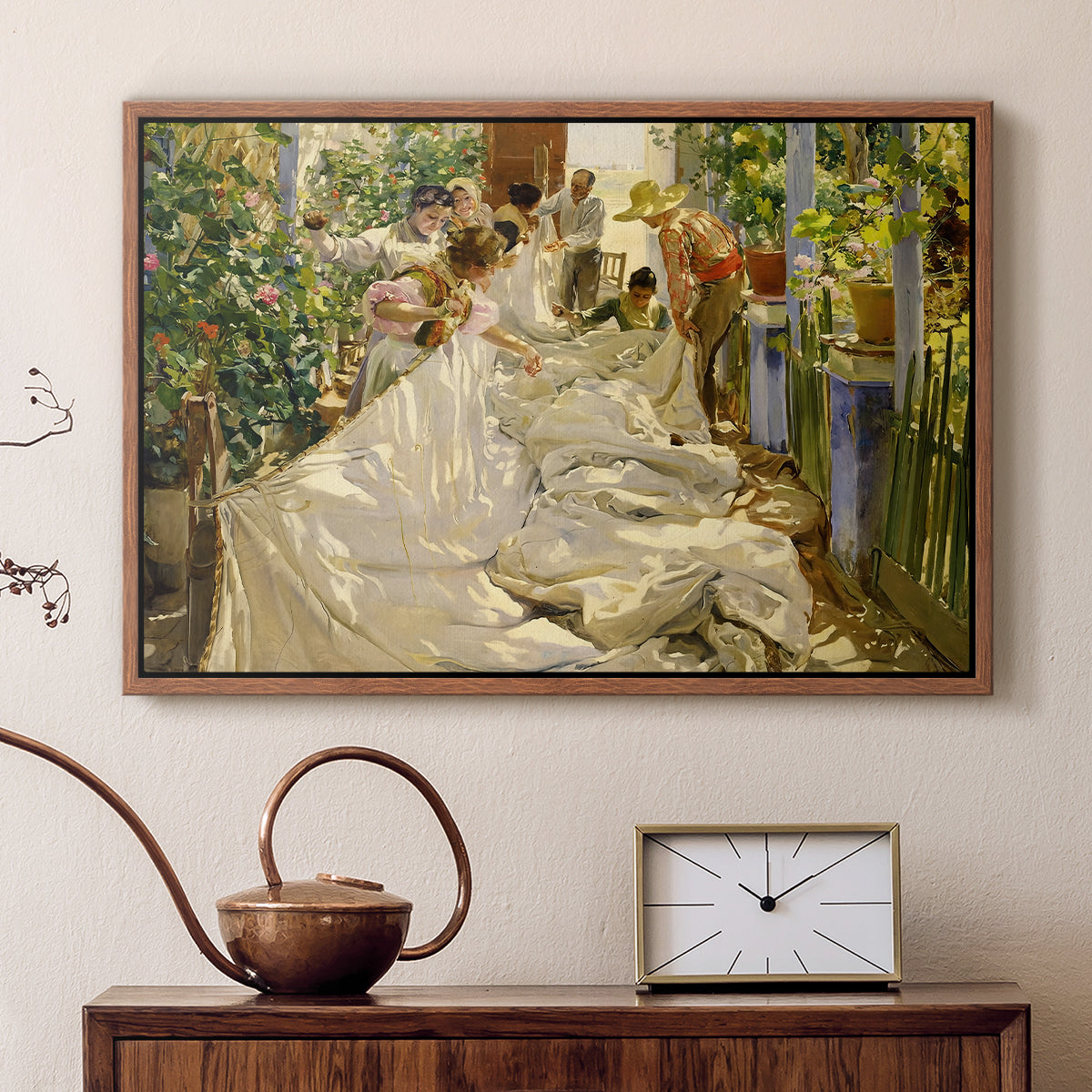 Sewing the Sail, 1896 - Floater Framed Canvas Print