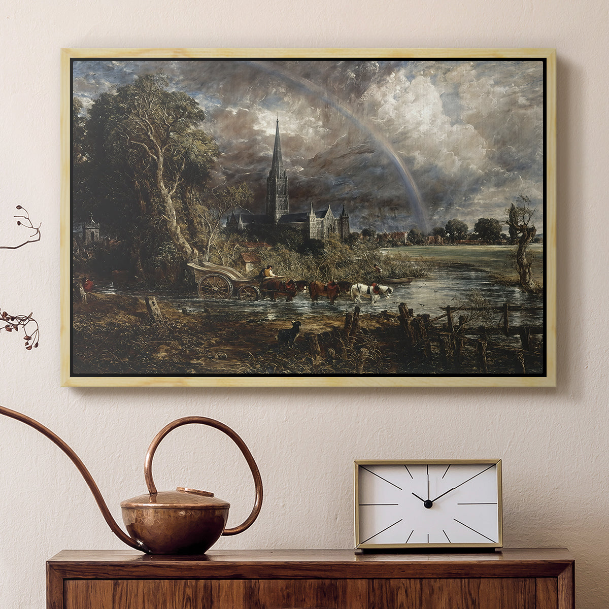 Salisbury Cathedral from the Meadows (Detail), 1831 - Floater Framed Canvas Print