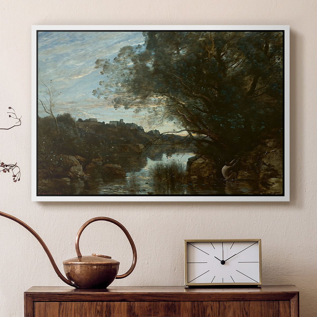 Souvenir of the Environs of Lake Nemi, 1865 - Floater Framed Canvas Print