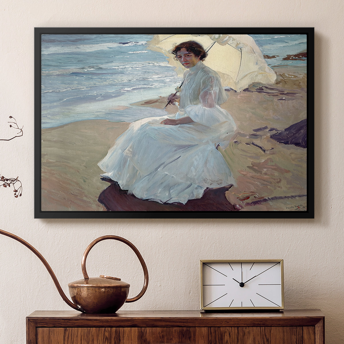 Clotilde on the Beach, 1904 - Floater Framed Canvas Print