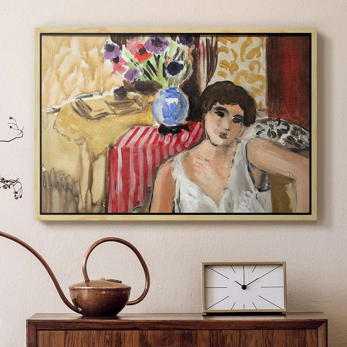 Woman Seated in an Armchair, c. 1920 - Floater Framed Canvas Print