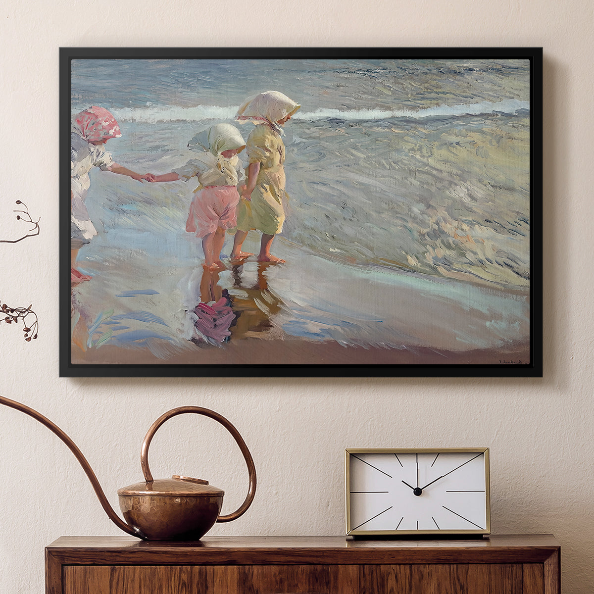 The Three Sisters on the Beach, 1908 - Floater Framed Canvas Print