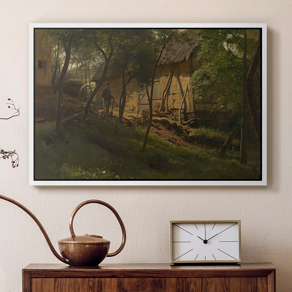German Farm, 1859 - Floater Framed Canvas Print