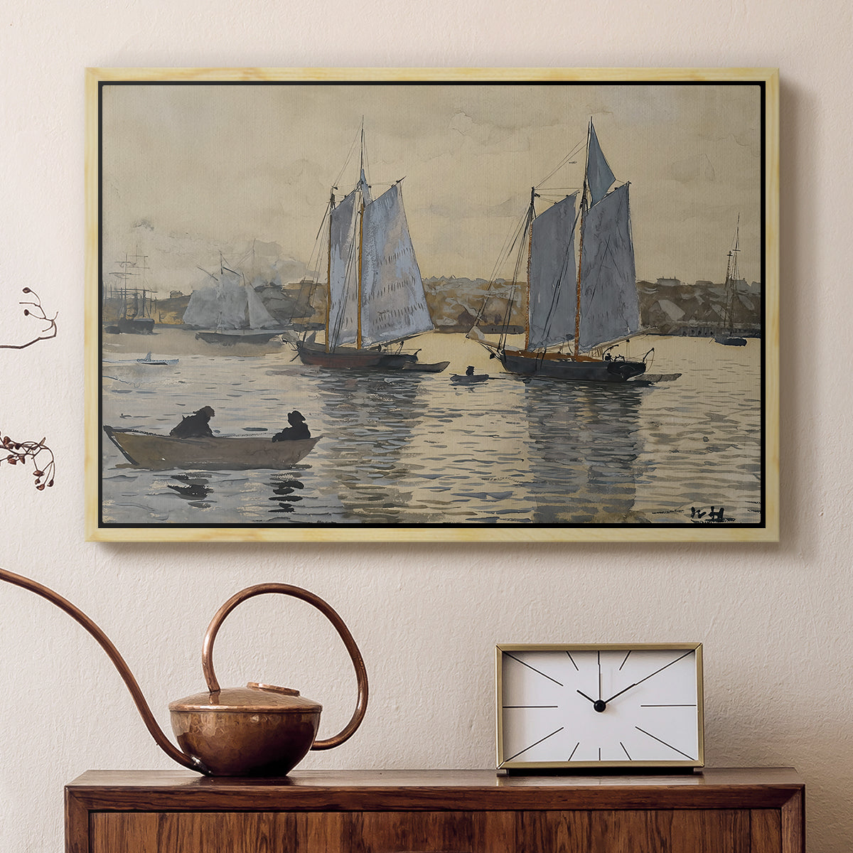 Two Schooners, Gloucester, c. 1880 - Floater Framed Canvas Print