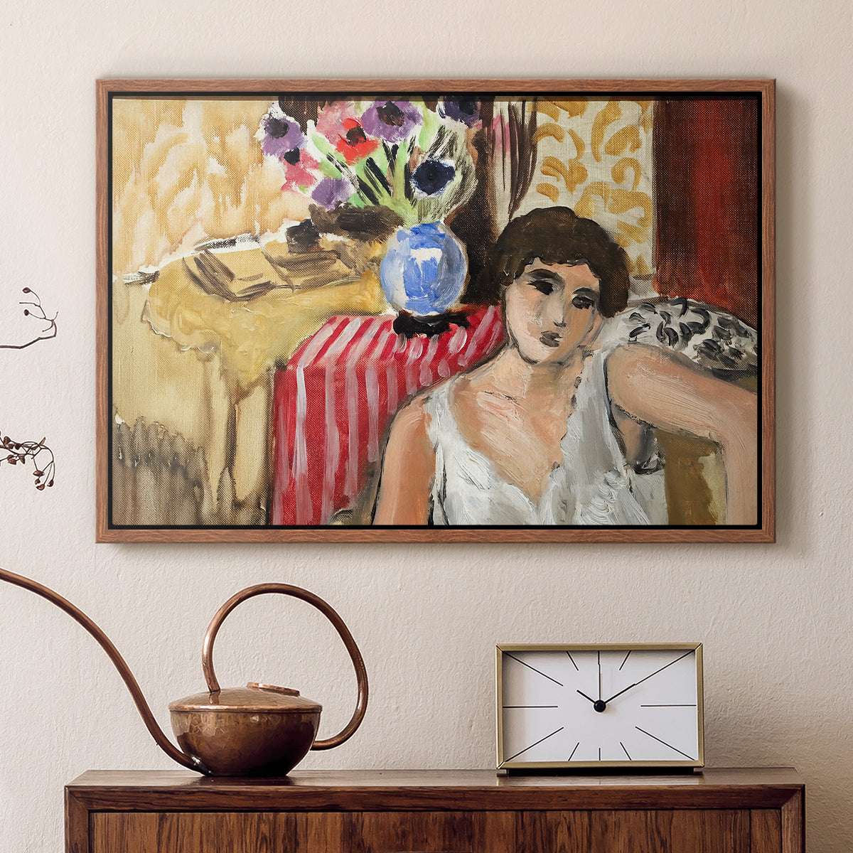 Woman Seated in an Armchair, c. 1920 - Floater Framed Canvas Print