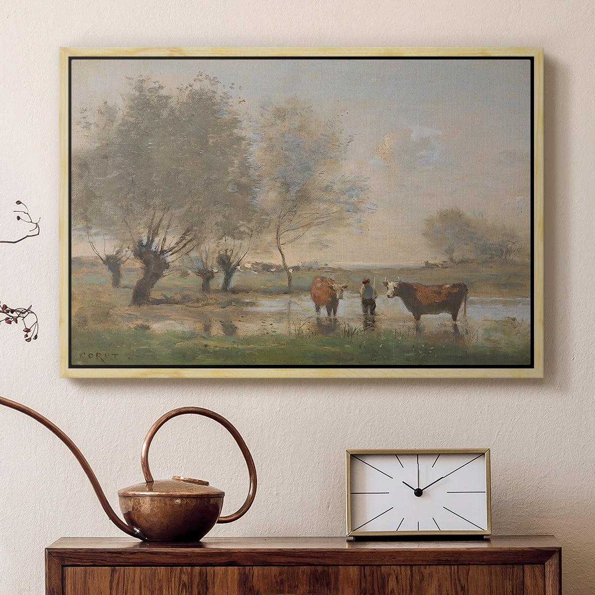 Cows in a Marshy Landscape, c. 1873-1874 - Floater Framed Canvas Print