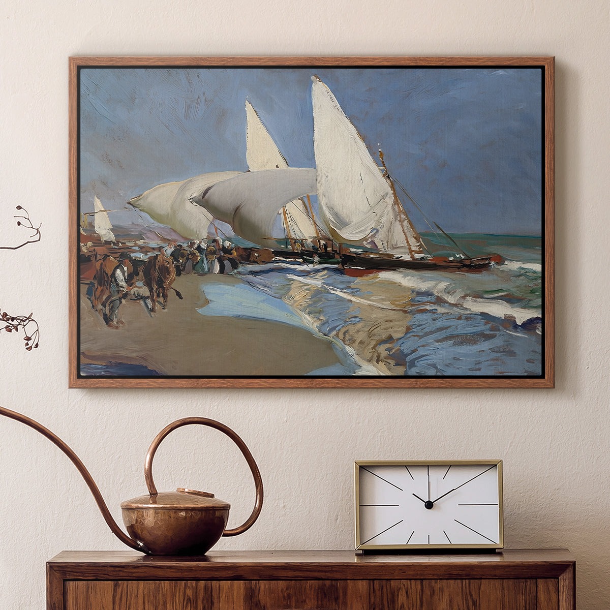 The Beach at Valencia, 1908 - Floater Framed Canvas Print