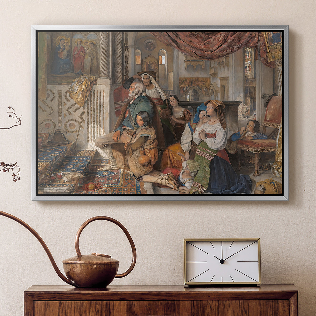Roman Pilgrims, 1854 - Floater Framed Canvas Print