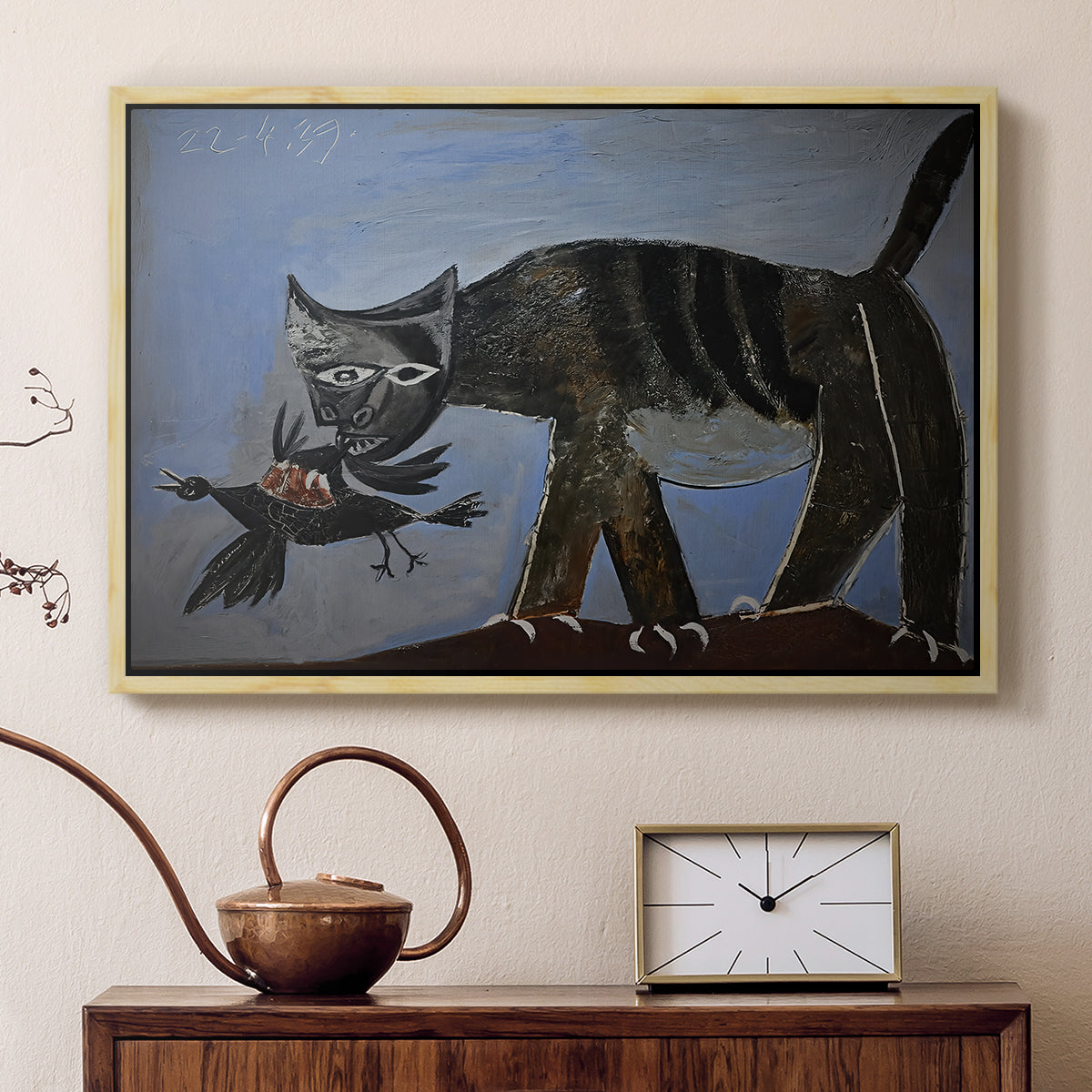 Cat Catching a Bird, 1939 - Floater Framed Canvas Print