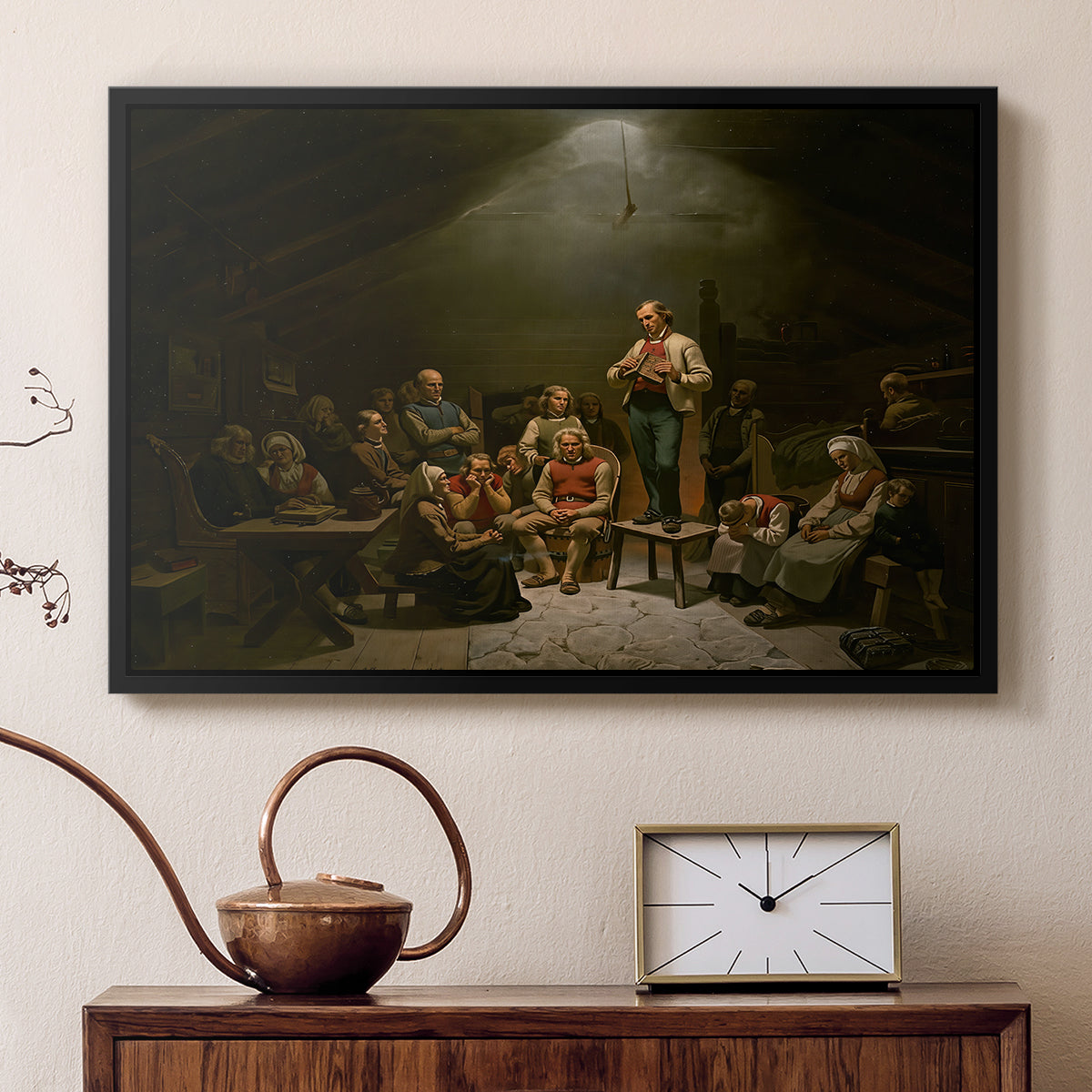 Low Church Devotion (Haugianerne), 1848 - Floater Framed Canvas Print