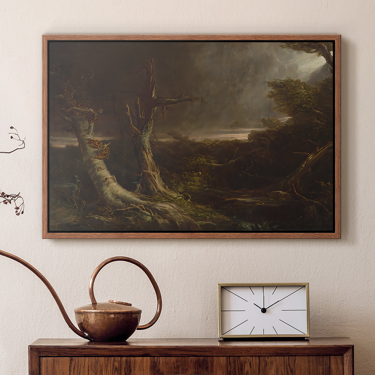 Tornado in an American Forest, 1835 - Floater Framed Canvas Print