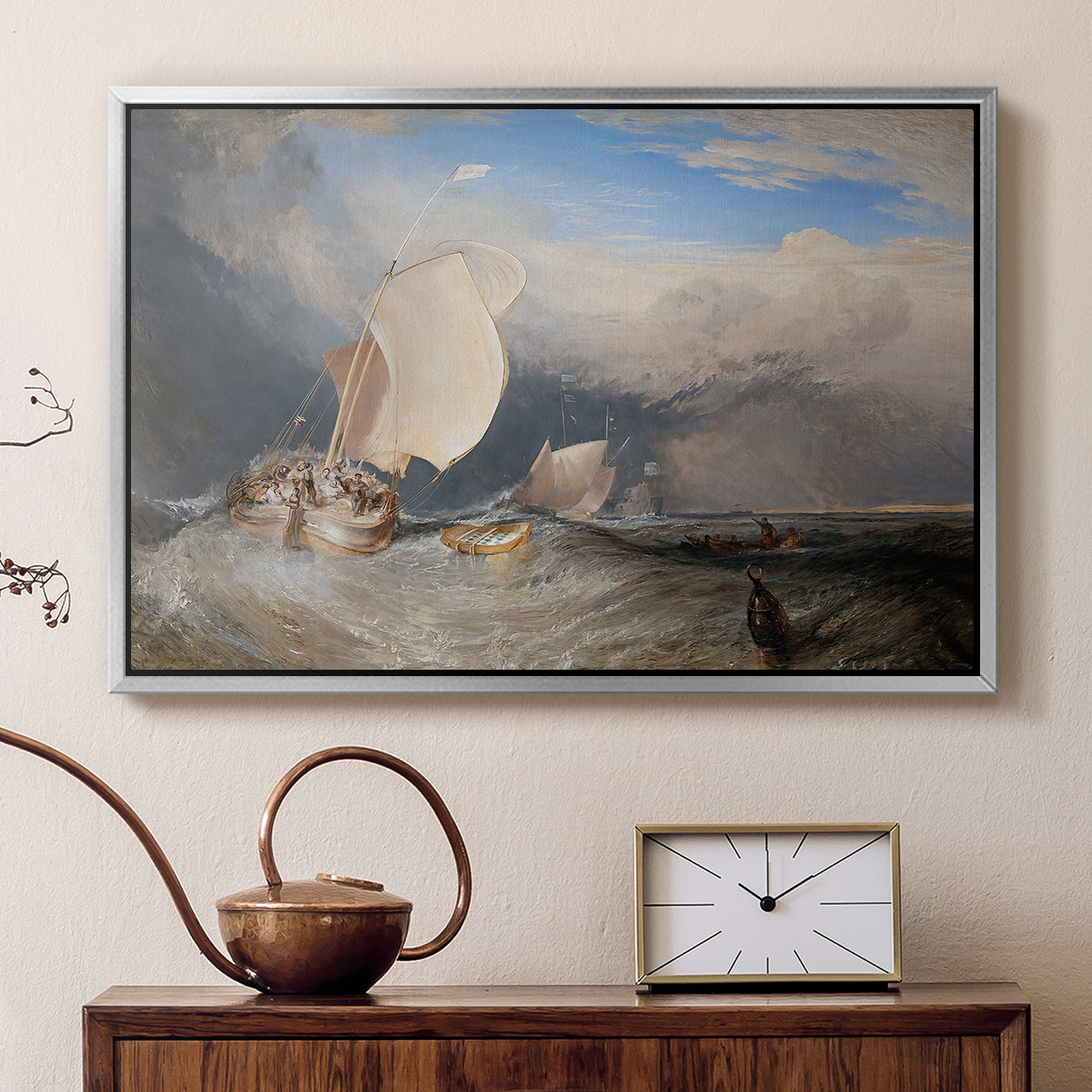 Fishing Boats with Hucksters Bargaining for Fish, 1837-1838 - Floater Framed Canvas Print