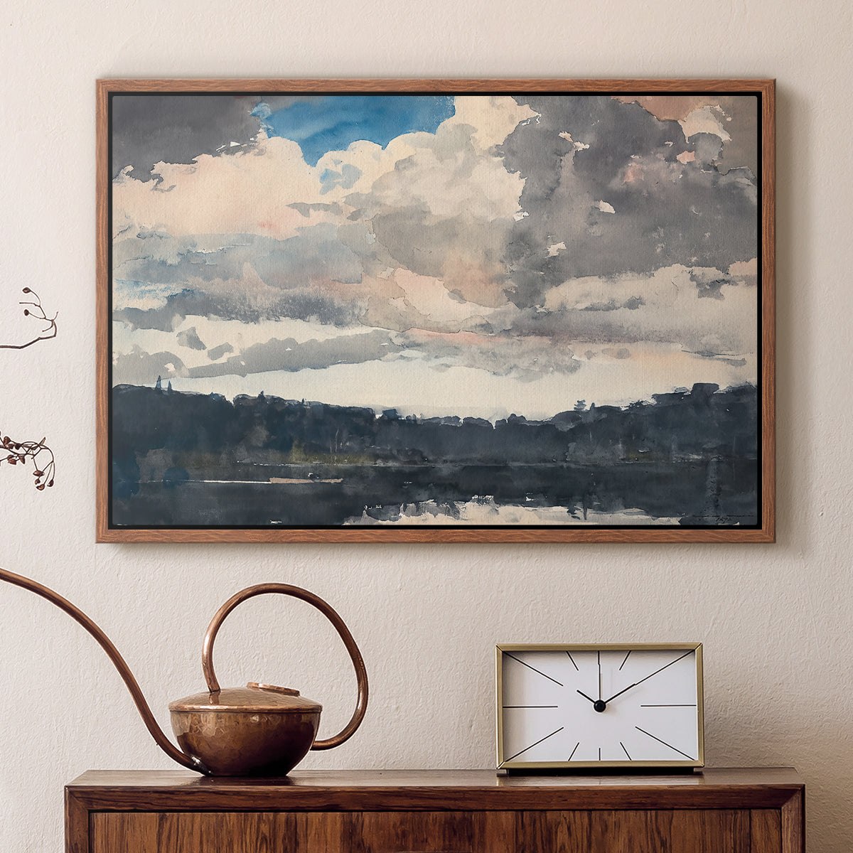 The Lone Boat, North Woods Club, Adirondacks, 1892 - Floater Framed Canvas Print