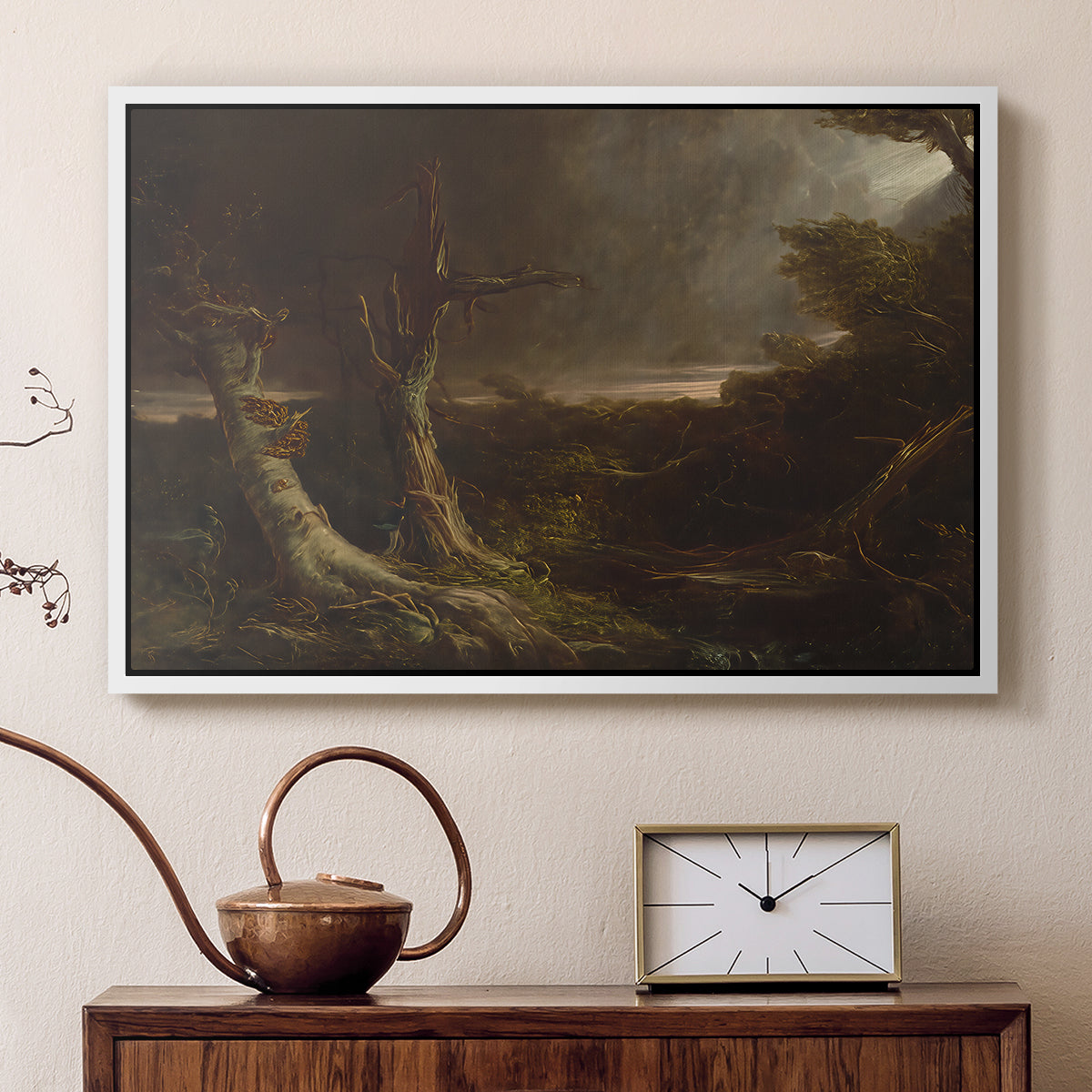 Tornado in an American Forest, 1835 - Floater Framed Canvas Print