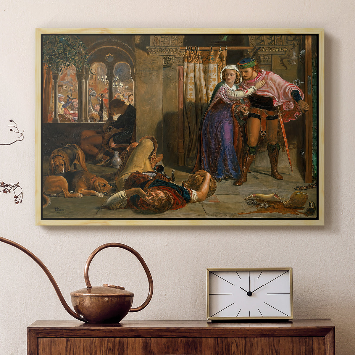The Flight of Madeline and Porphyro, 1848 - Floater Framed Canvas Print