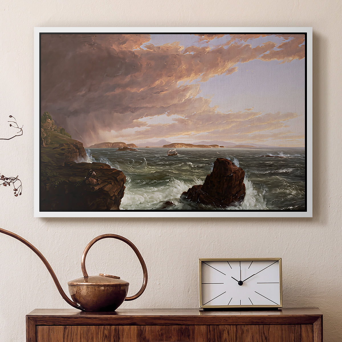 Views Across Frenchman's Bay from Mt. Desert Island, After a Squall, 1845 - Floater Framed Canvas Print