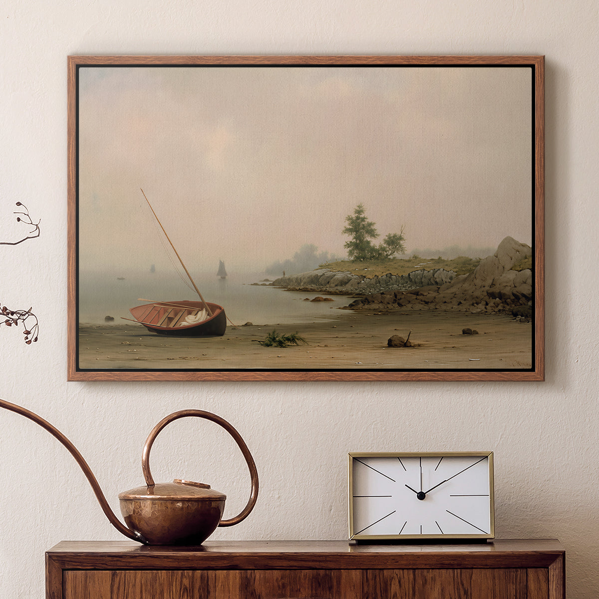 The Stranded Boat, 1863 - Floater Framed Canvas Print
