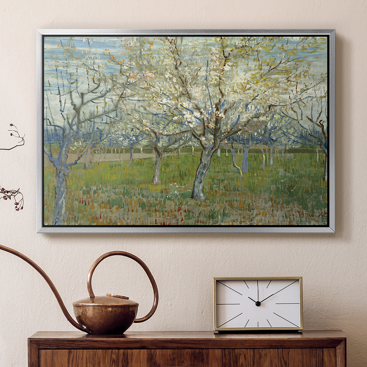 The Pink Orchard, 1888 - Floater Framed Canvas Print