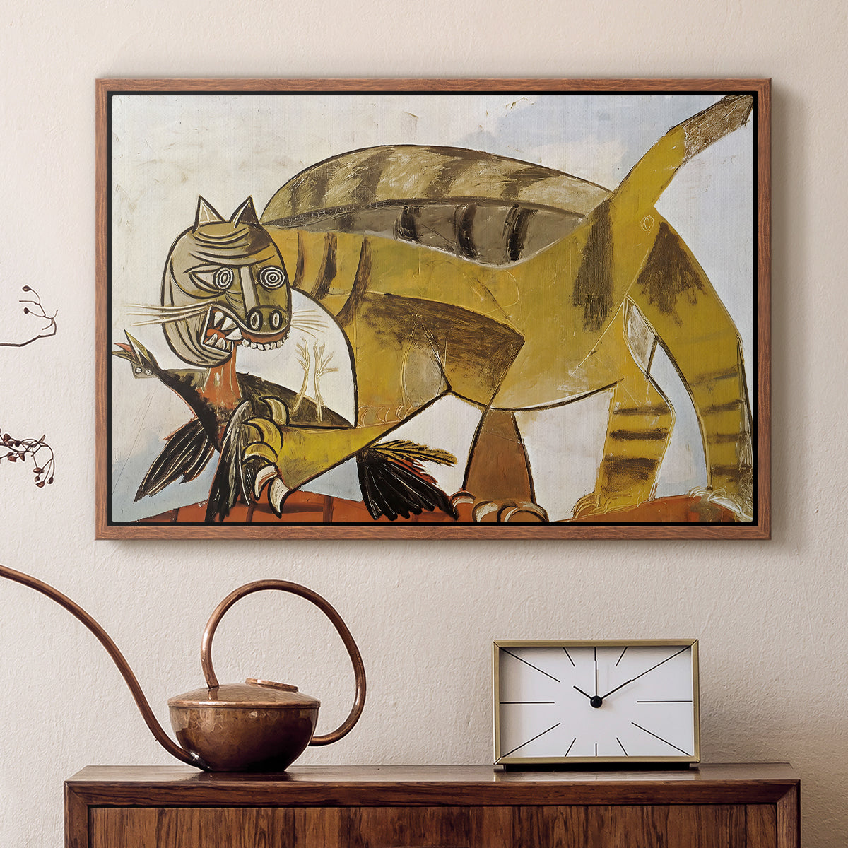 Cat Eating a Bird, 1939 - Floater Framed Canvas Print