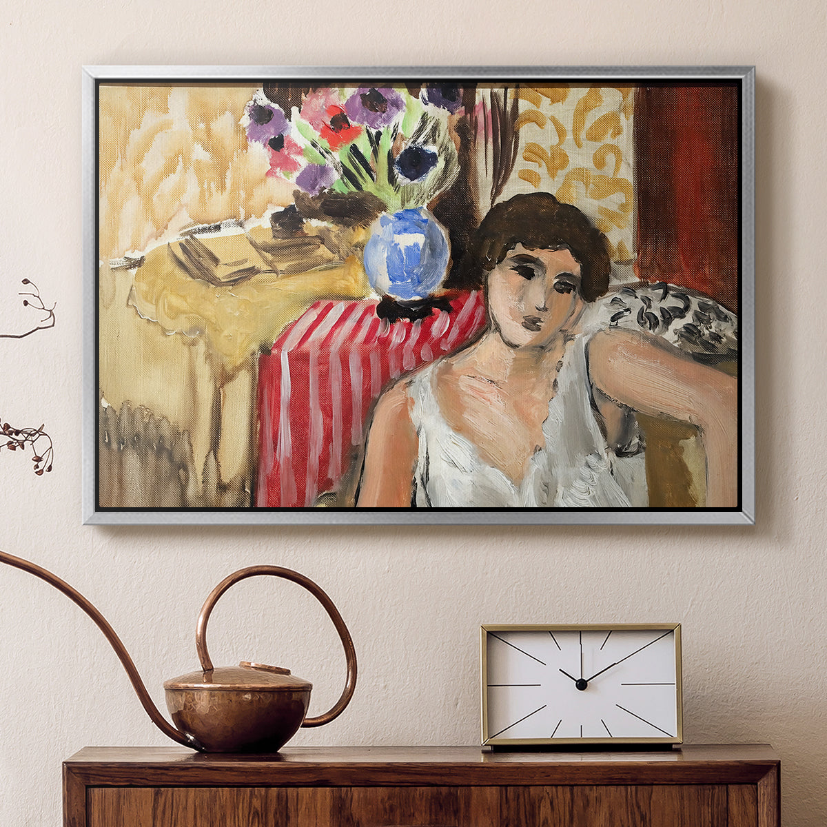 Woman Seated in an Armchair, c. 1920 - Floater Framed Canvas Print