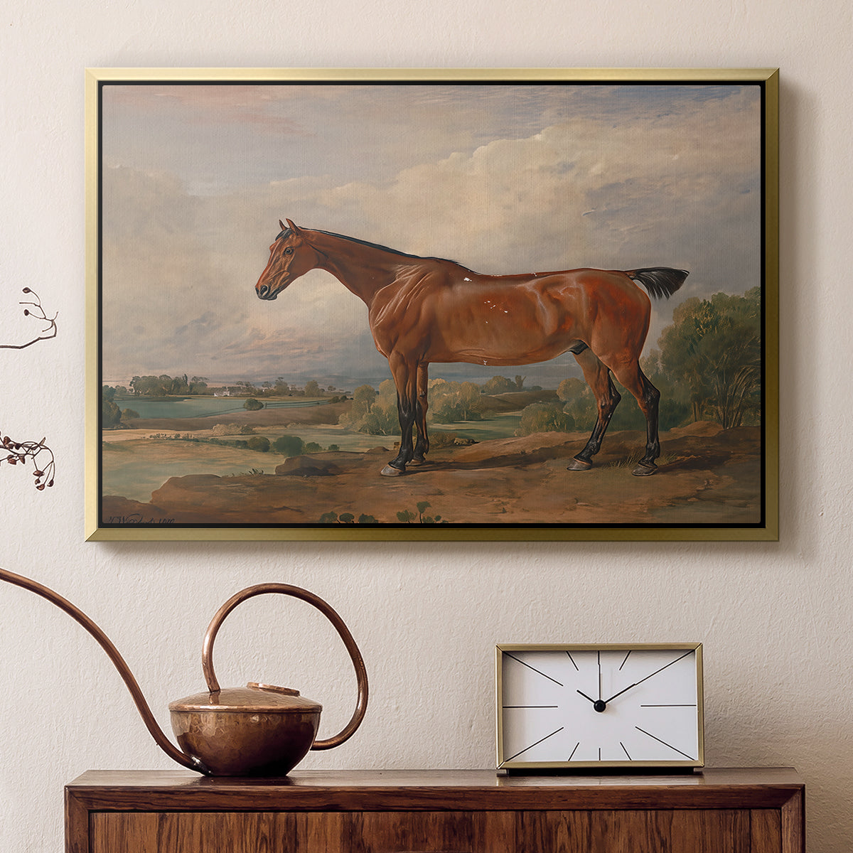 A Hunter in a Landscape, c. 1810 - Floater Framed Canvas Print