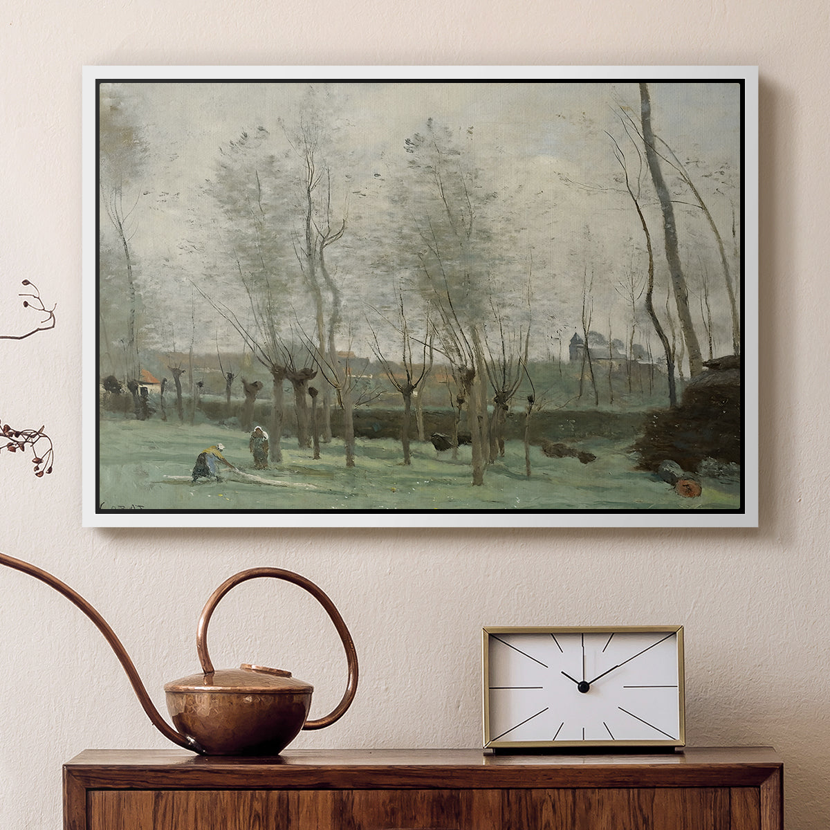 Washerwomen in a Willow Grove, c. 1871 - Floater Framed Canvas Print