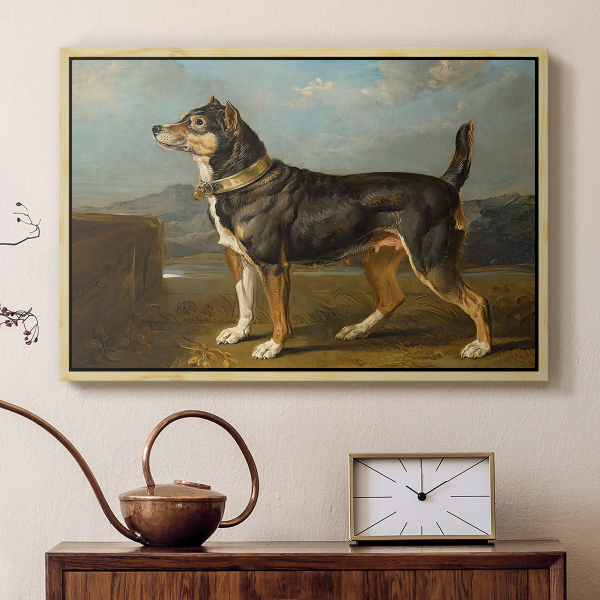 A Terrier in a Landscape, c. 1811 - Floater Framed Canvas Print