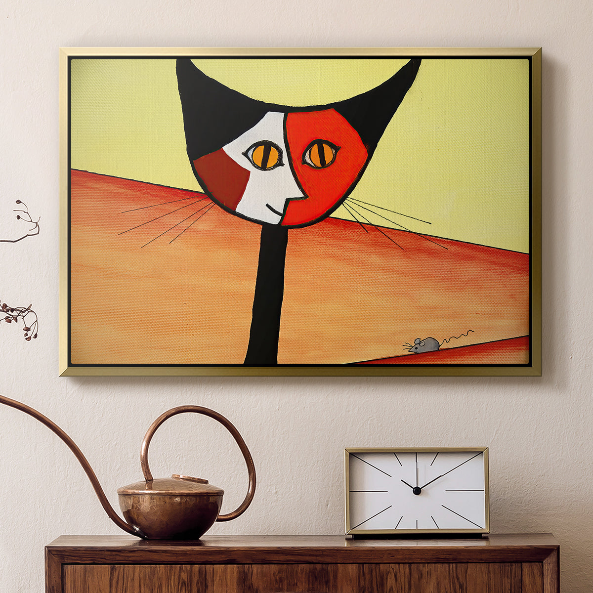 Picasso's Cat–El Gato - Floater Framed Canvas Print