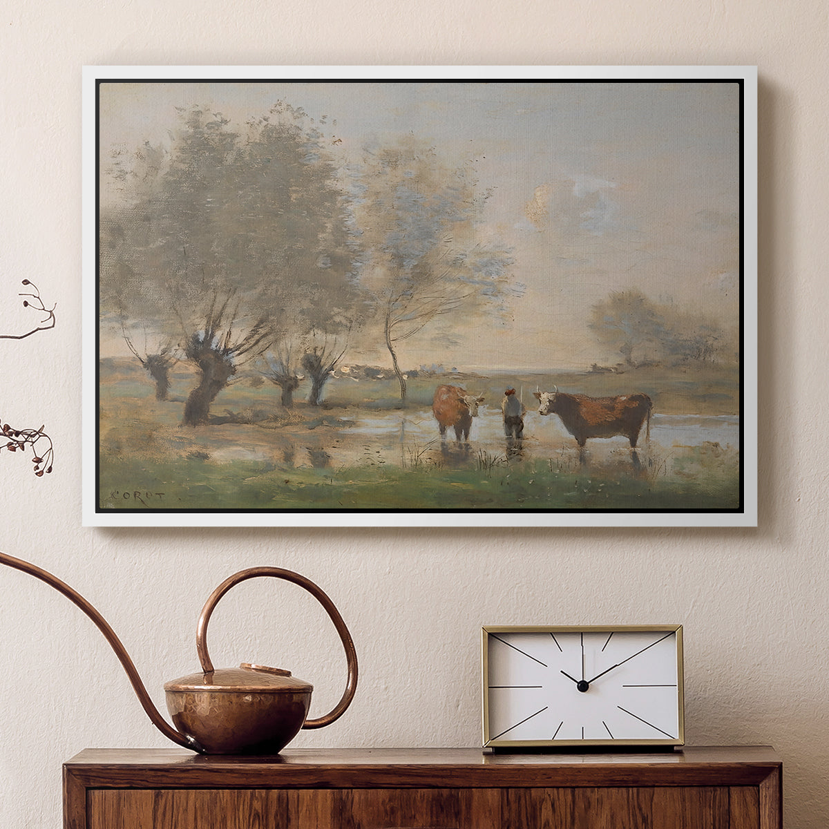 Cows in a Marshy Landscape, c. 1873-1874 - Floater Framed Canvas Print