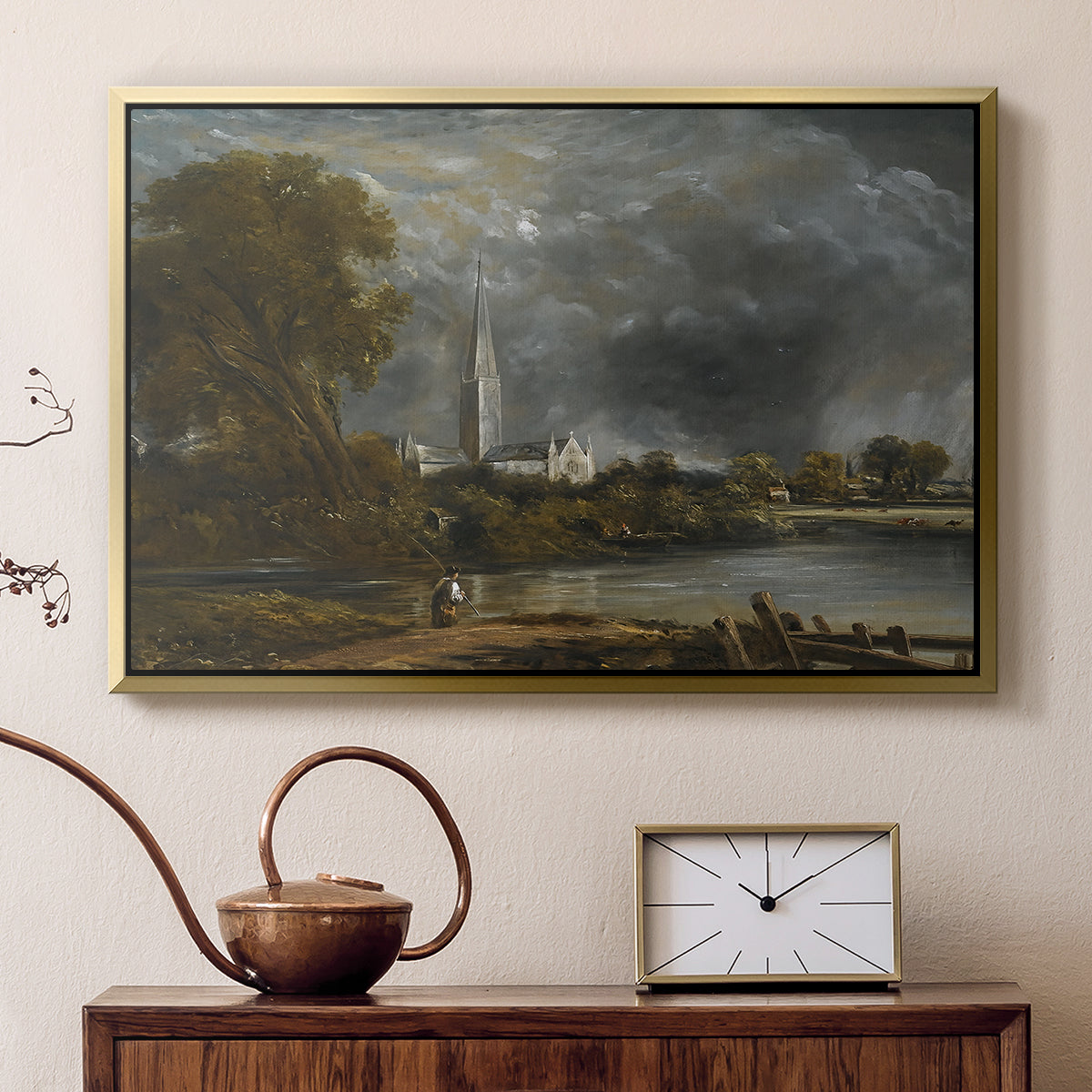 Salisbury Cathedral from the Meadows, c. 1831 - Floater Framed Canvas Print