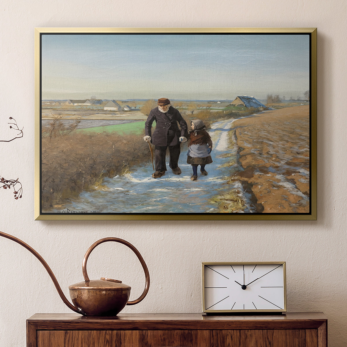 The Old Man and the Child, 1888 - Floater Framed Canvas Print