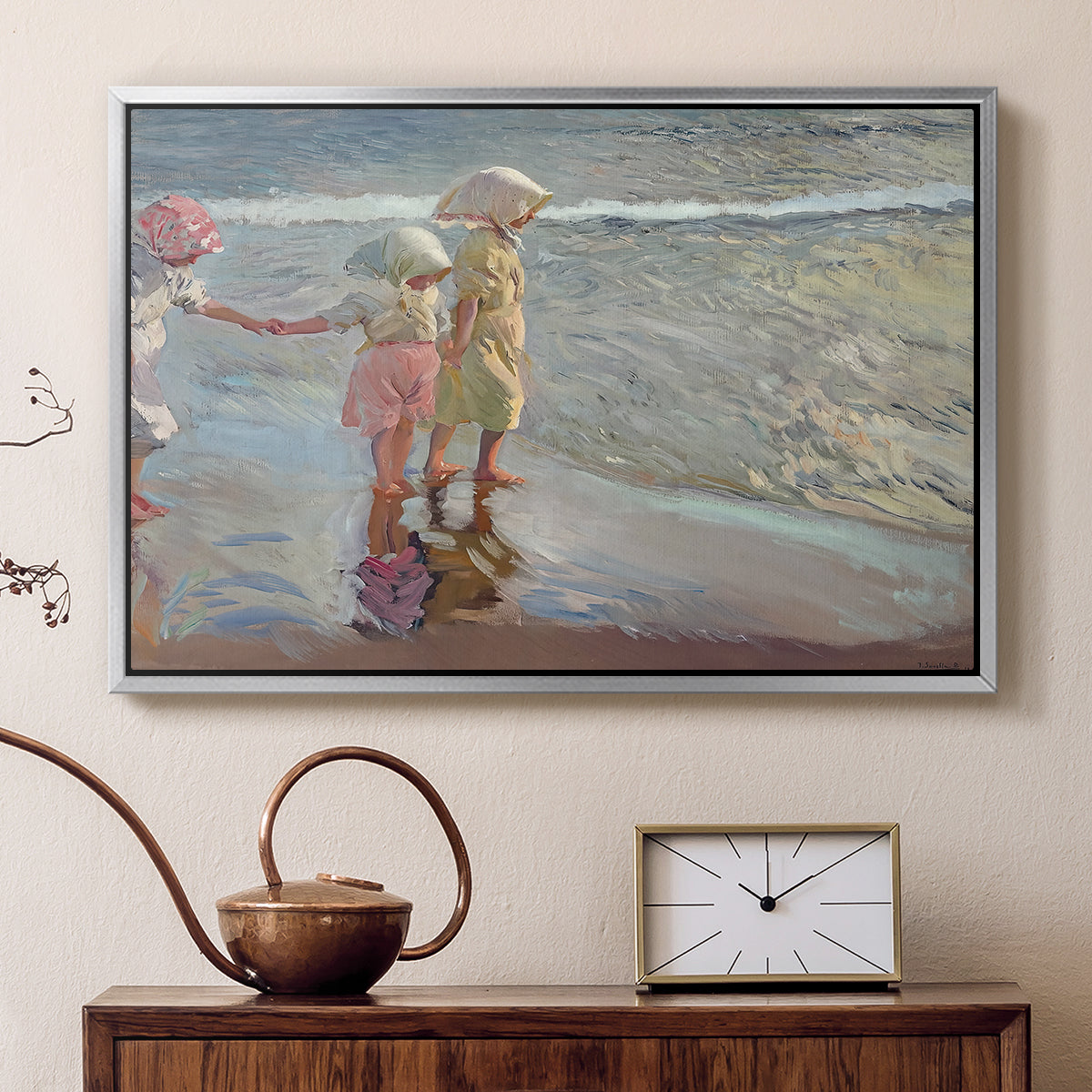 The Three Sisters on the Beach, 1908 - Floater Framed Canvas Print