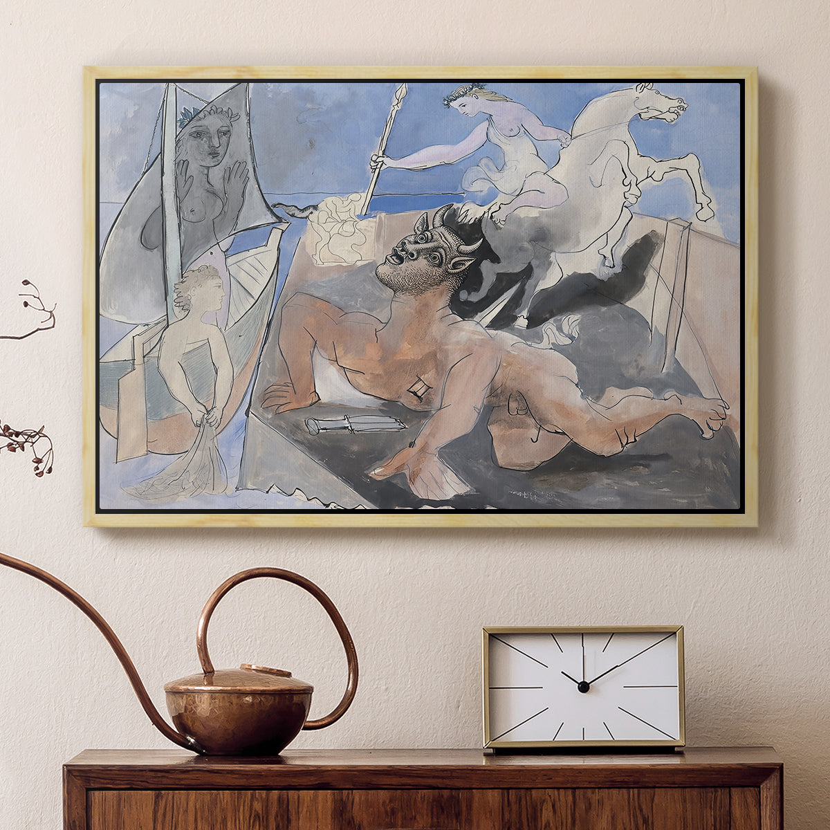 Composition with Minotaur, 1936 - Floater Framed Canvas Print