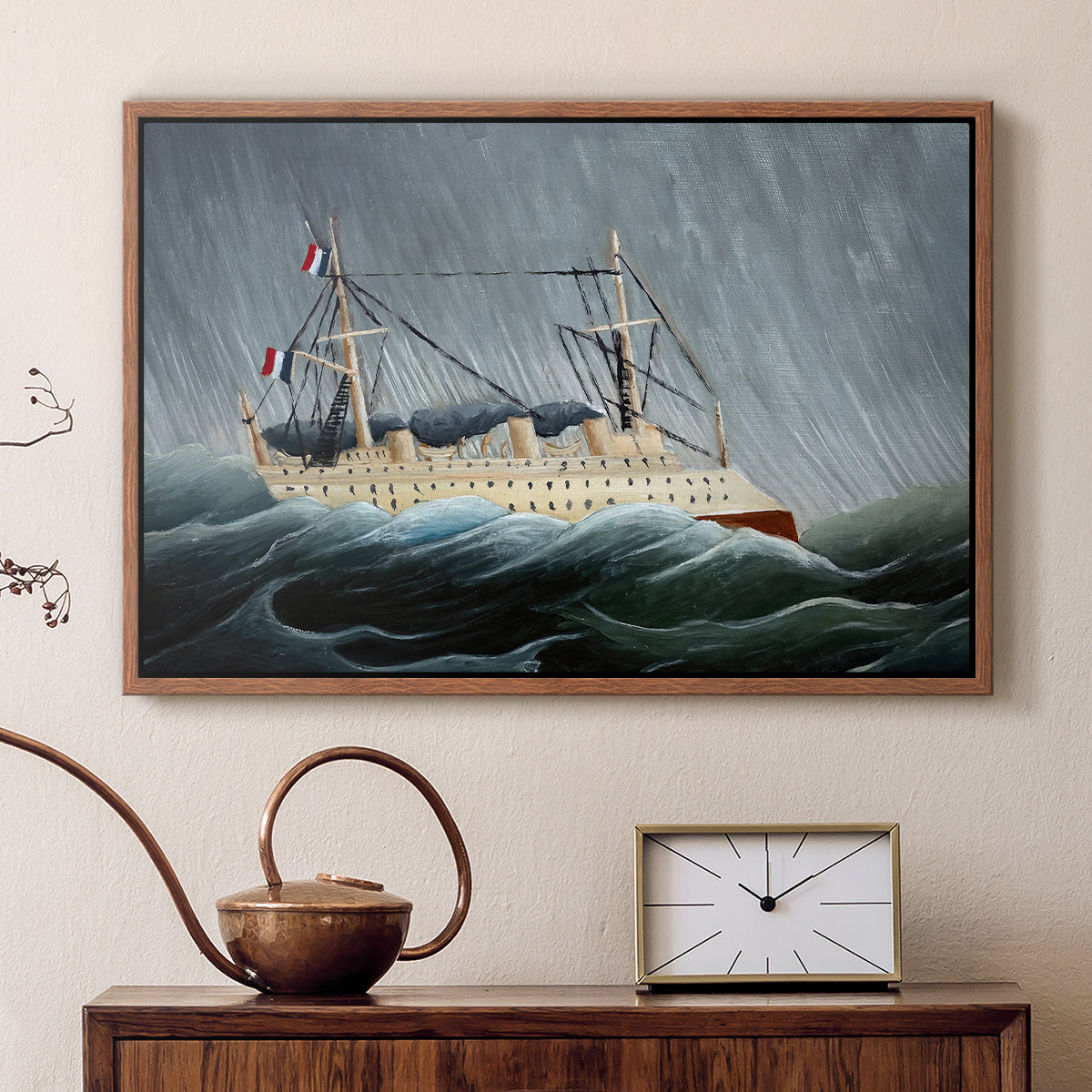 A Ship in the Storm, c. 1899 - Floater Framed Canvas Print