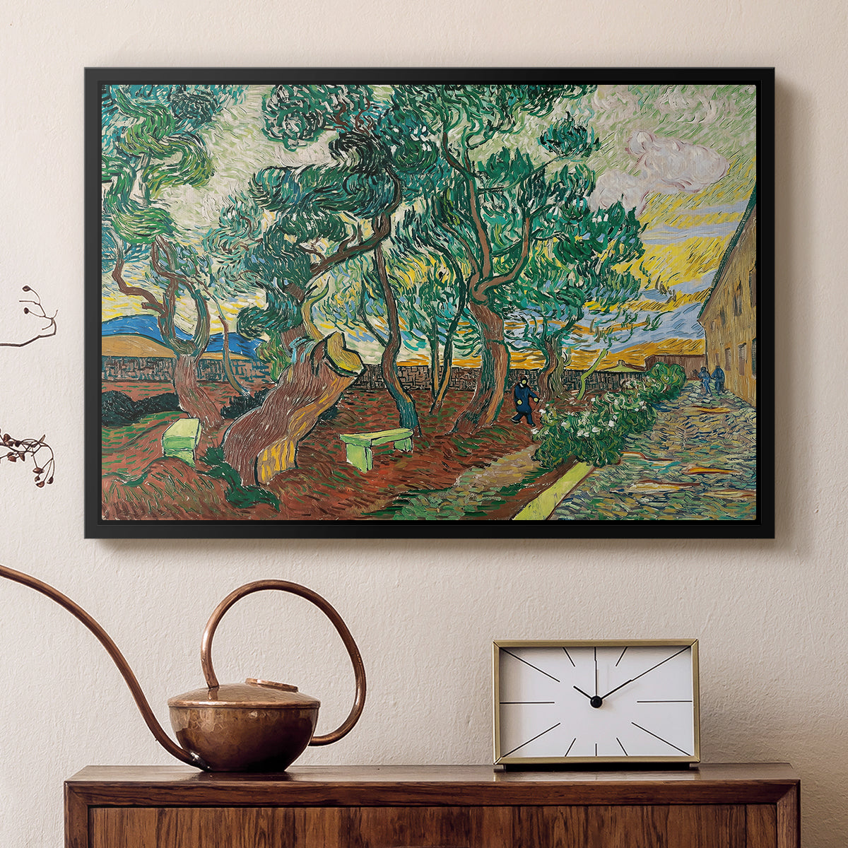 The Garden of Saint-Paul Hospital, 1889 - Floater Framed Canvas Print