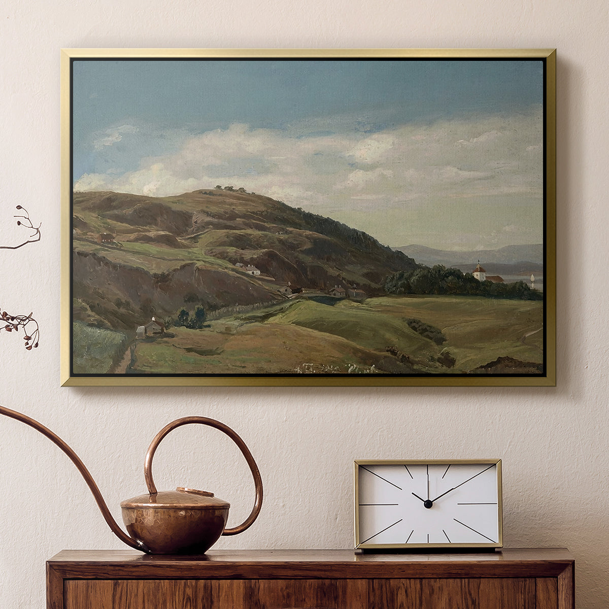 Ekeberg and Oslo Church, 1852 - Floater Framed Canvas Print