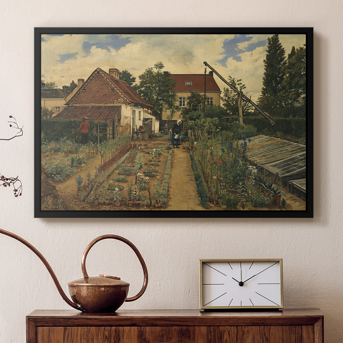 Garden of a Florist (The Flower Garden), 1864 - Floater Framed Canvas Print