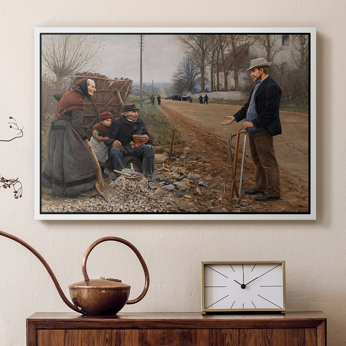 People by a Road, 1893 - Floater Framed Canvas Print