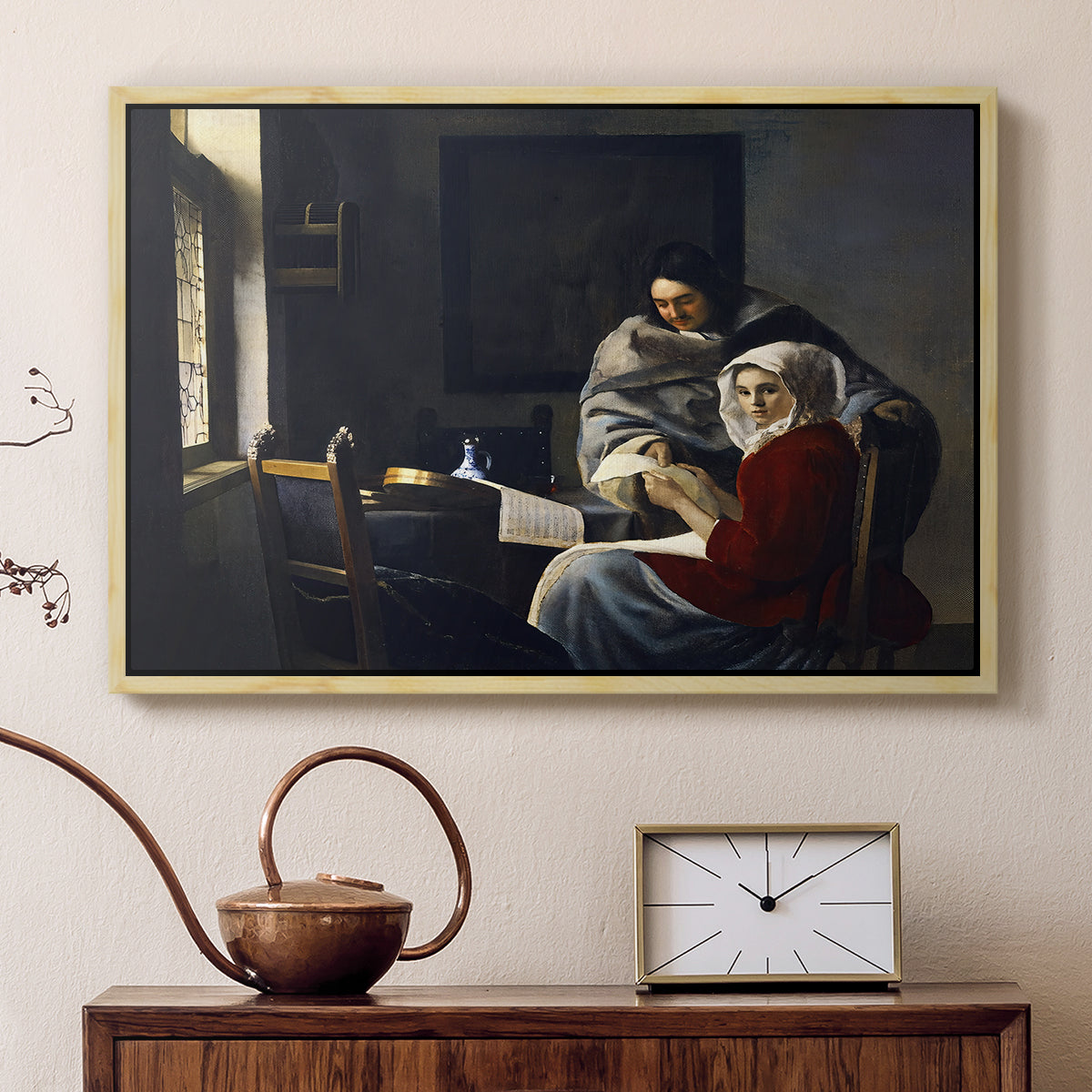 Girl Interrupted at Her Music, c. 1658-1659 - Floater Framed Canvas Print