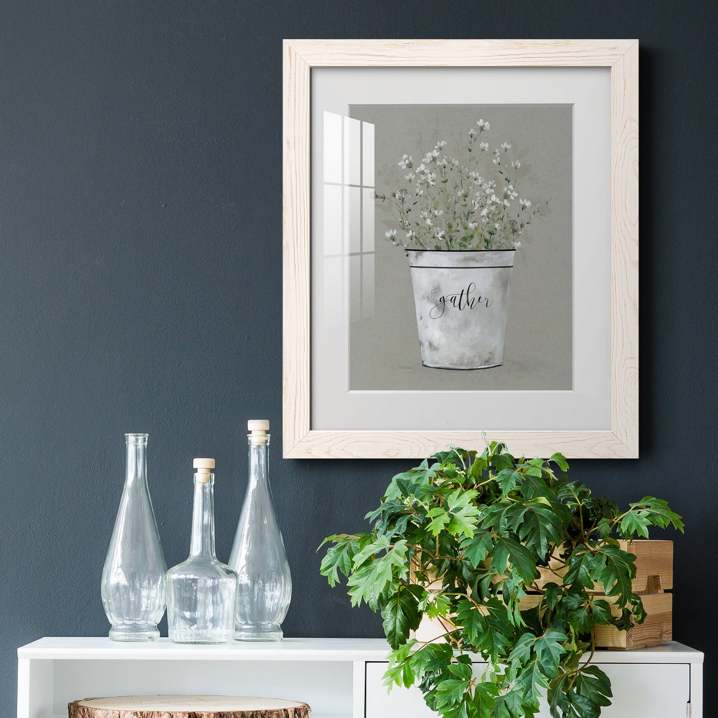 Bouquet of Grace Bucket Gather - Barnwood Framed Art Print