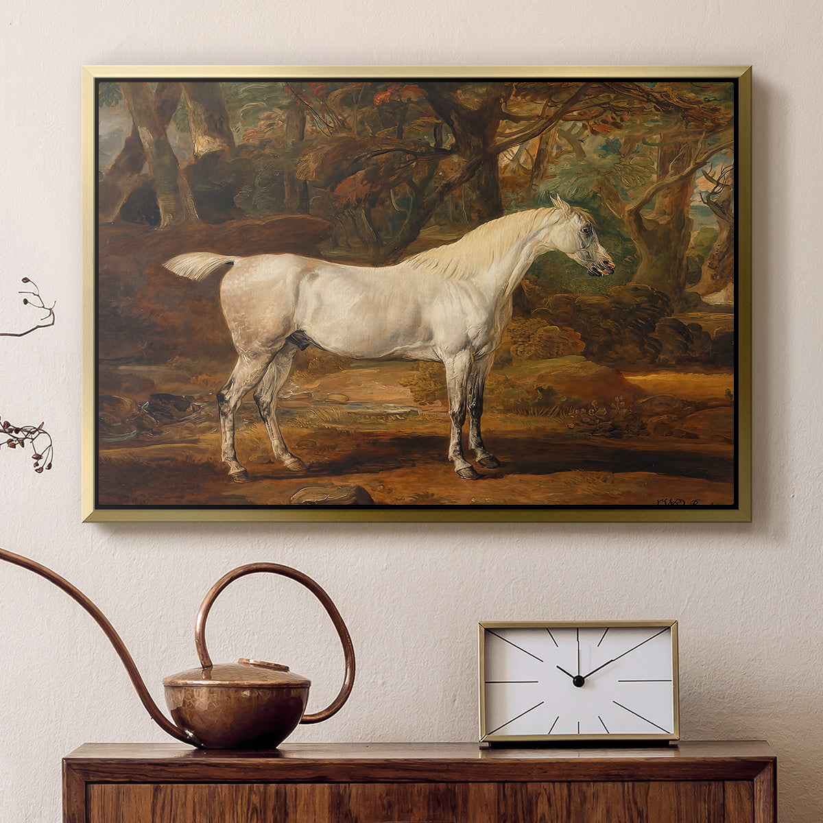 Grey Arabian Stallion, Property of Sir Watkin Williams-Wynn, c. 1817 - Floater Framed Canvas Print