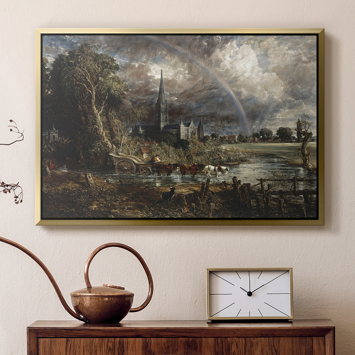 Salisbury Cathedral from the Meadows (Detail), 1831 - Floater Framed Canvas Print