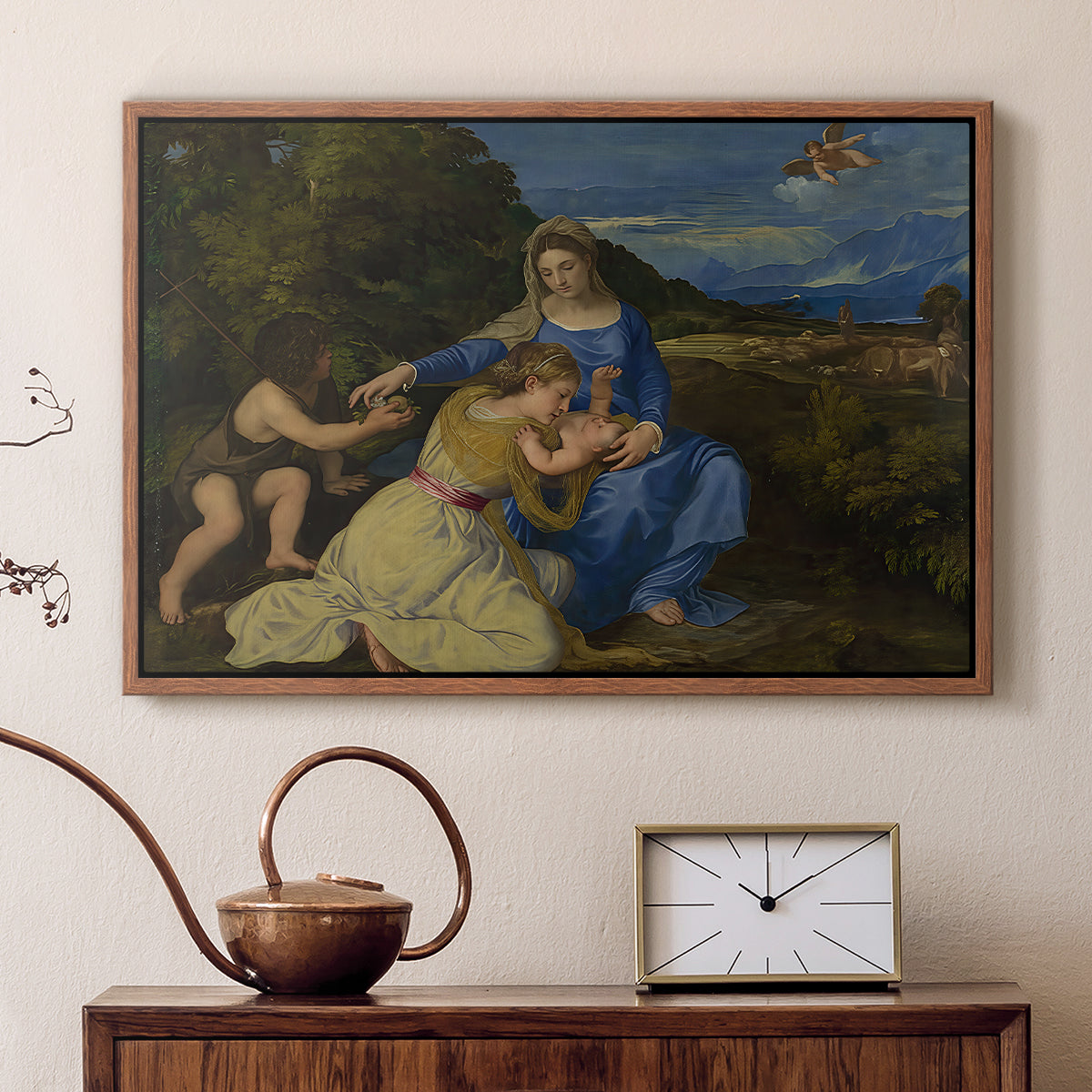 The Aldobrandini Madonna, 1532 - Floater Framed Canvas Print