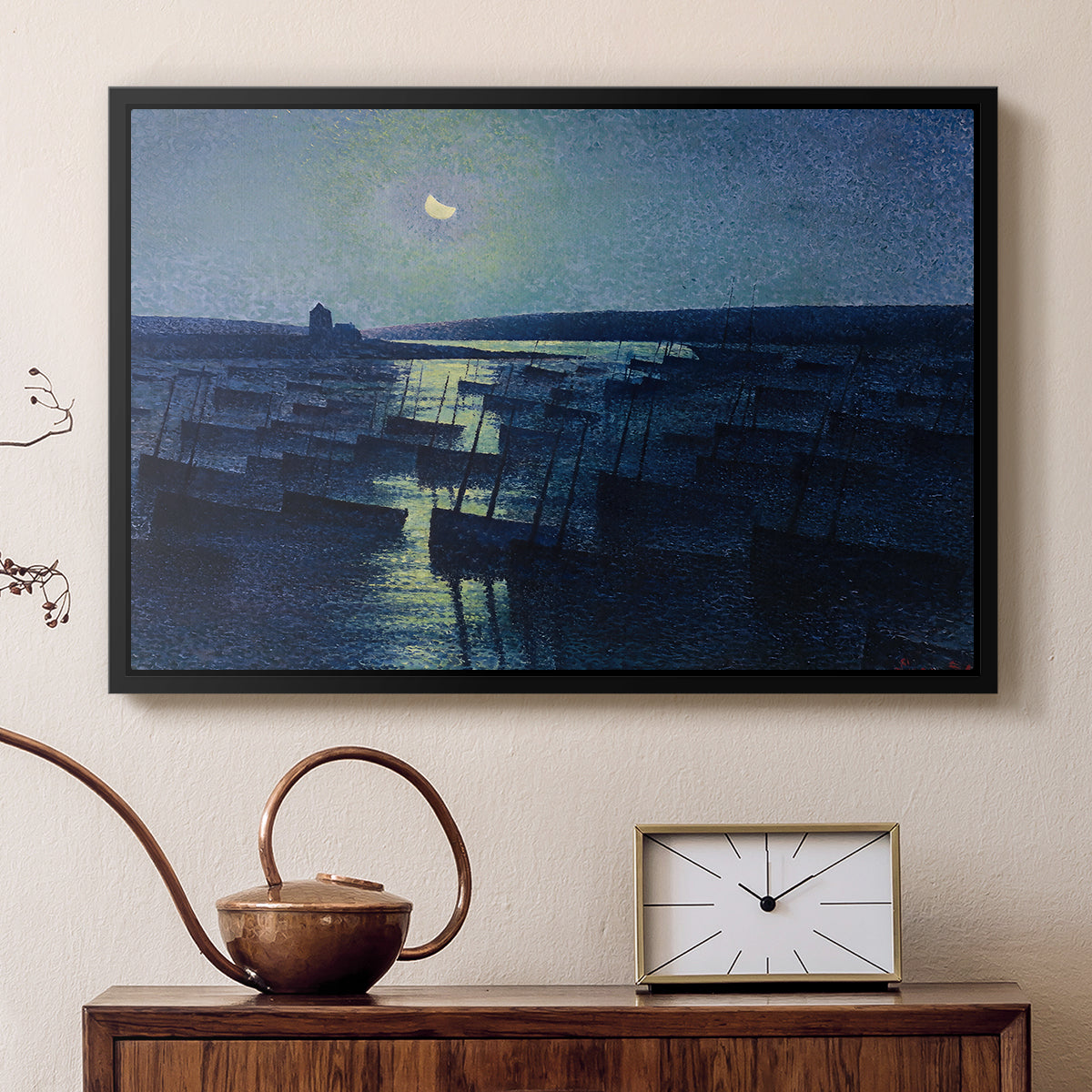 Camaret, Moonlight and Fishing Boats, 1894 - Floater Framed Canvas Print