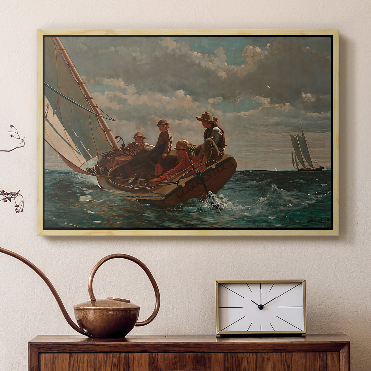 Breezing Up (A Fair Wind), 1873-1876 - Floater Framed Canvas Print