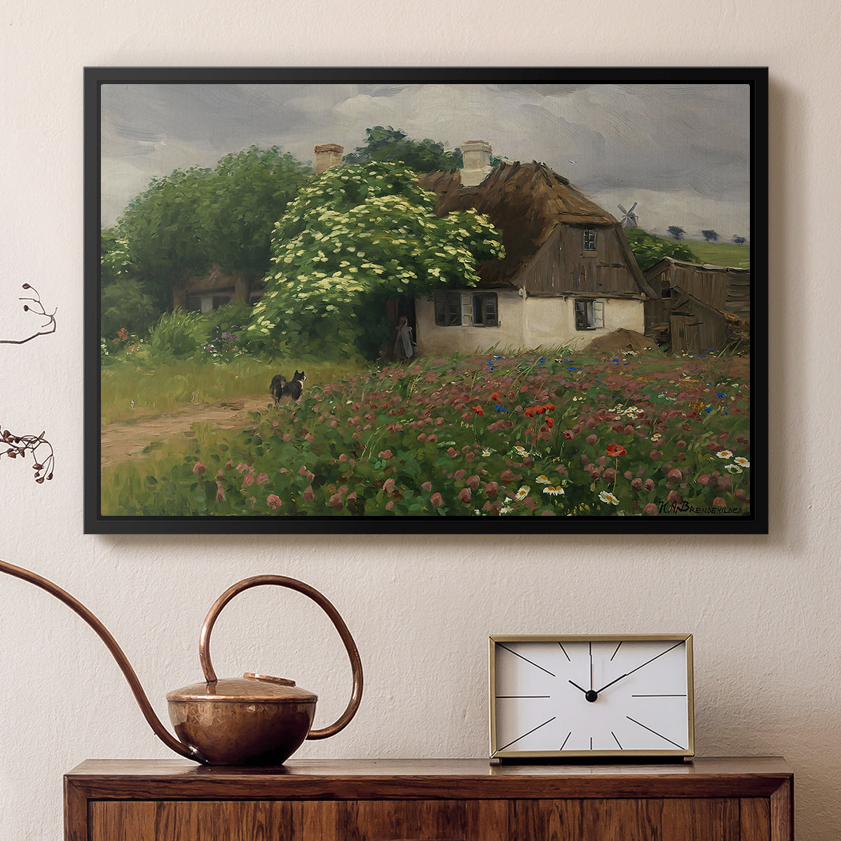 Farmhouse with Meadow Flowers, 1909 - Floater Framed Canvas Print
