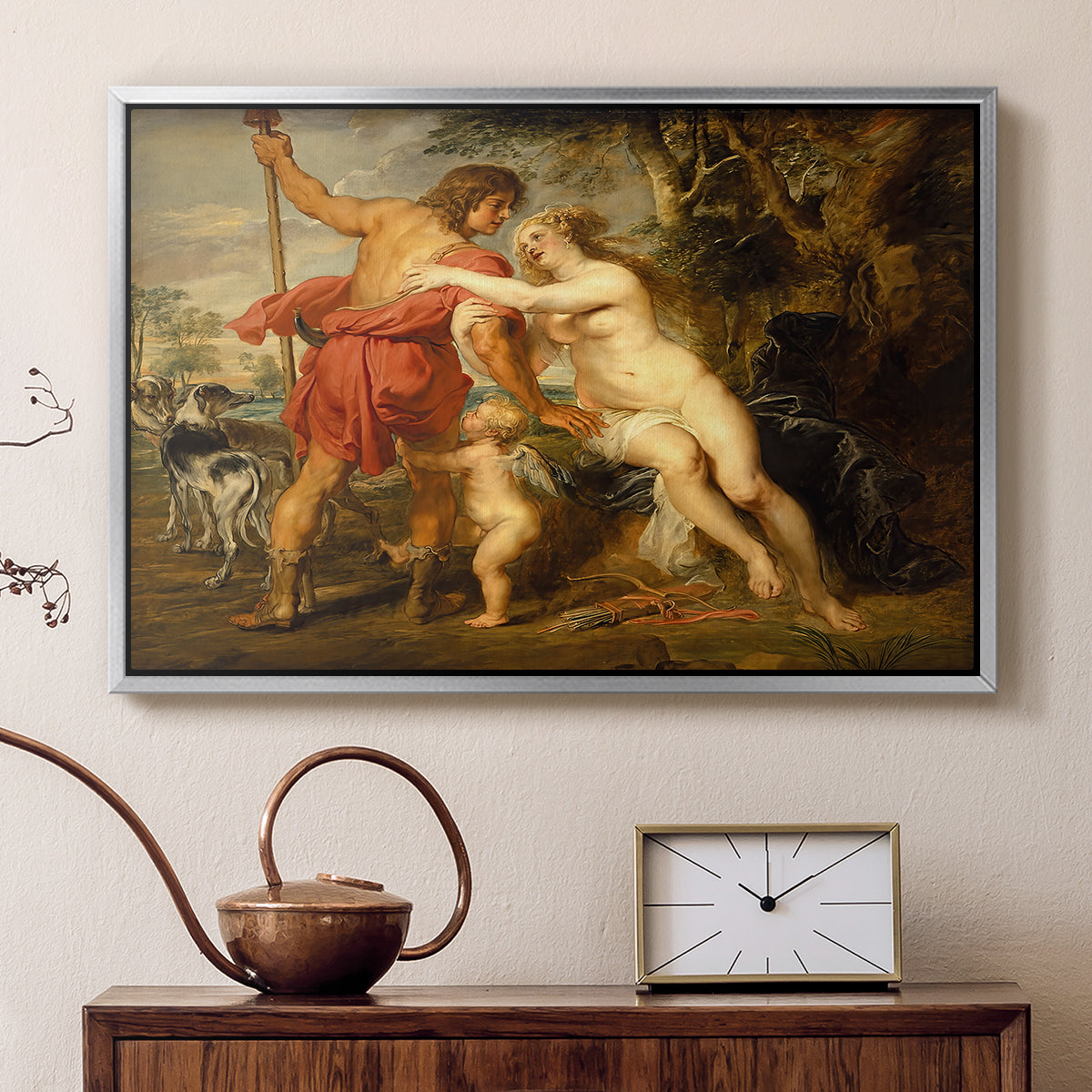 Venus and Adonis, c. 1635 - Floater Framed Canvas Print
