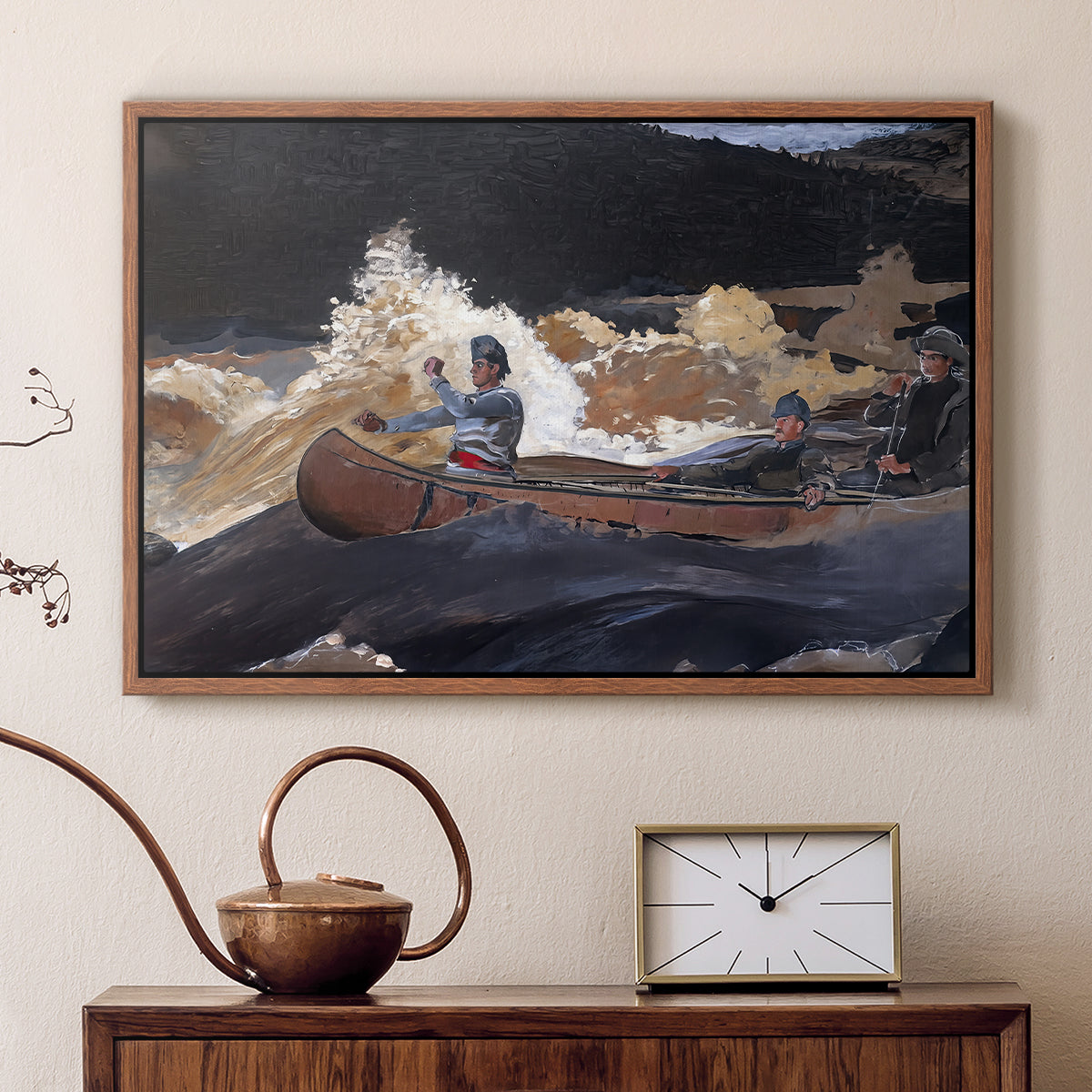 Shooting the Rapids, Saguenay River, 1905-1910 - Floater Framed Canvas Print